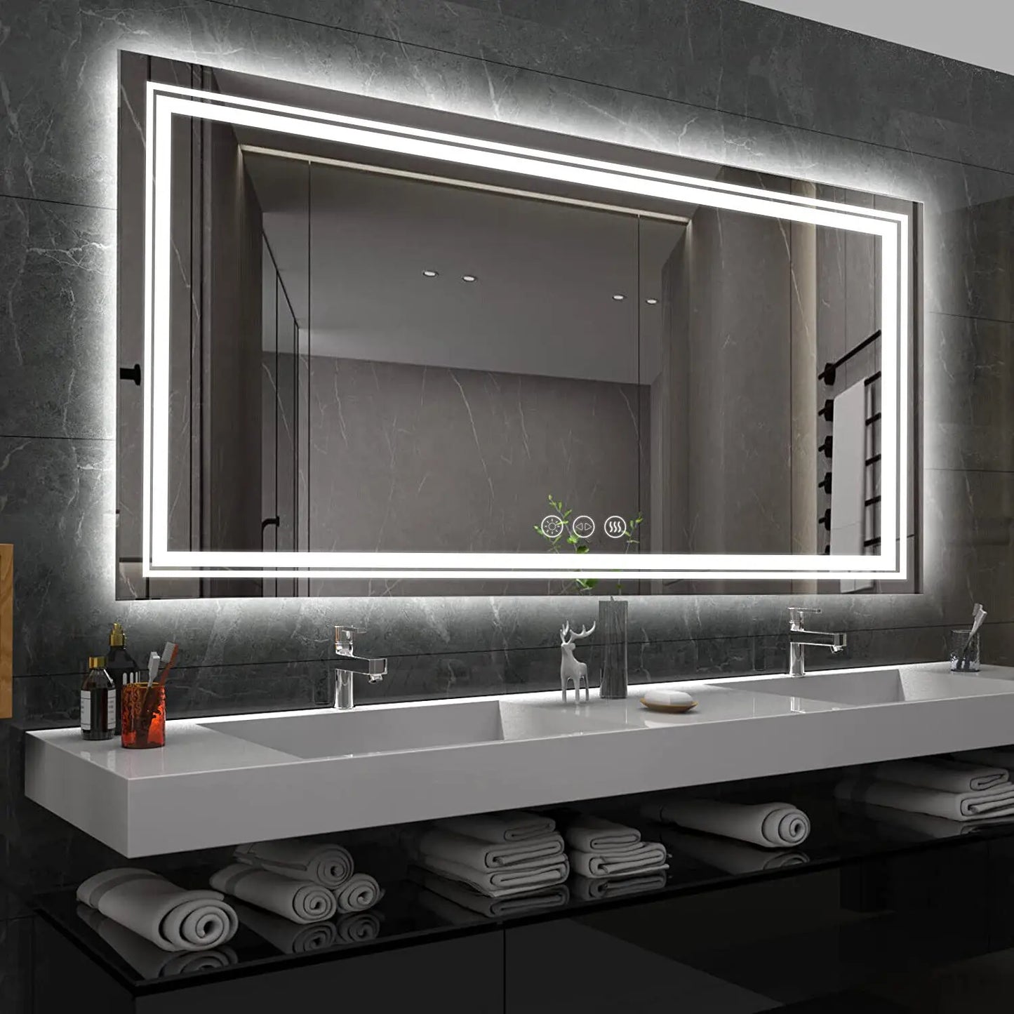 Rektangulär Badrumsspegel med LED Vanity