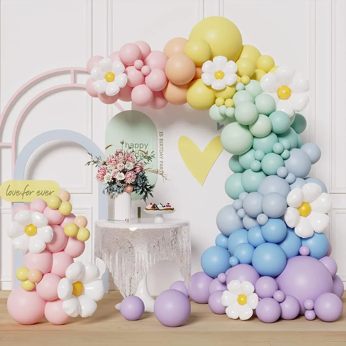 Ballongdekoration i pastell