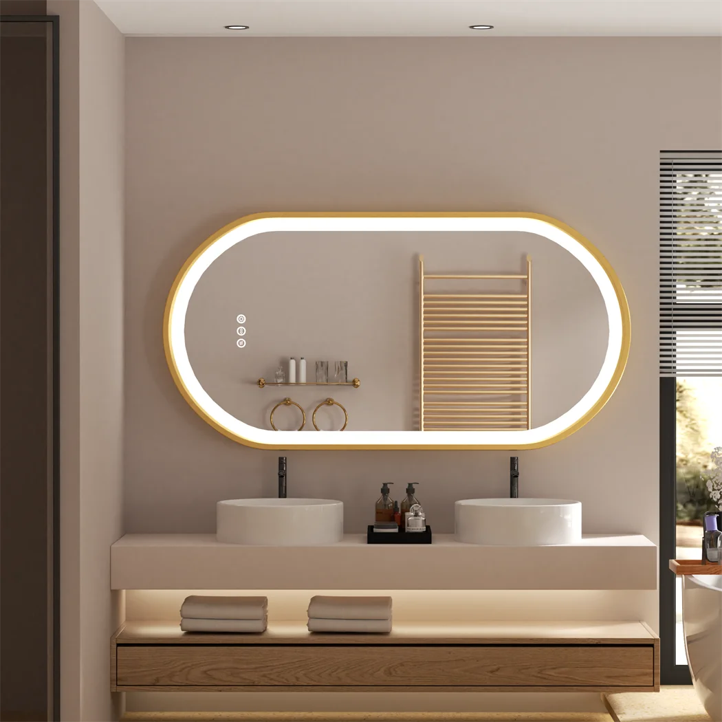 Lyxig Oval LED-belyst Badrumsspegel