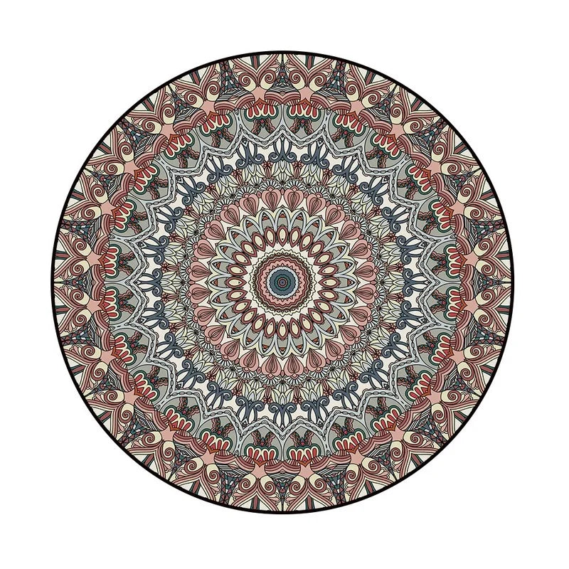Bohemisk Mandala Rund Matta