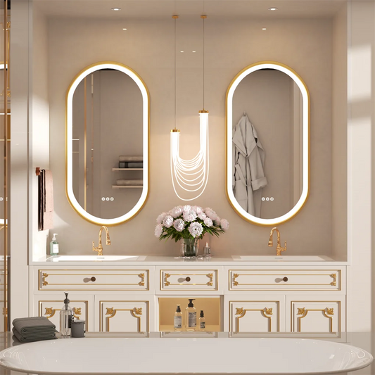Lyxig Oval LED-belyst Badrumsspegel